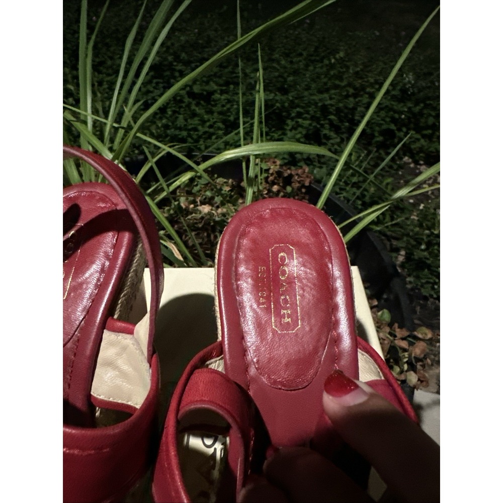 Coach Y2K Mariam Washed Tumbled Leather Crimson Wedge Turlock Hardware 7M - Picture 5 of 11